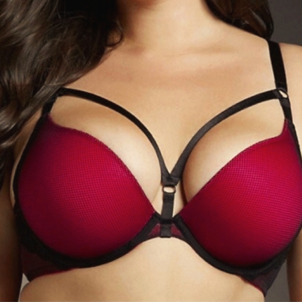 Red fishnet scrappy bra